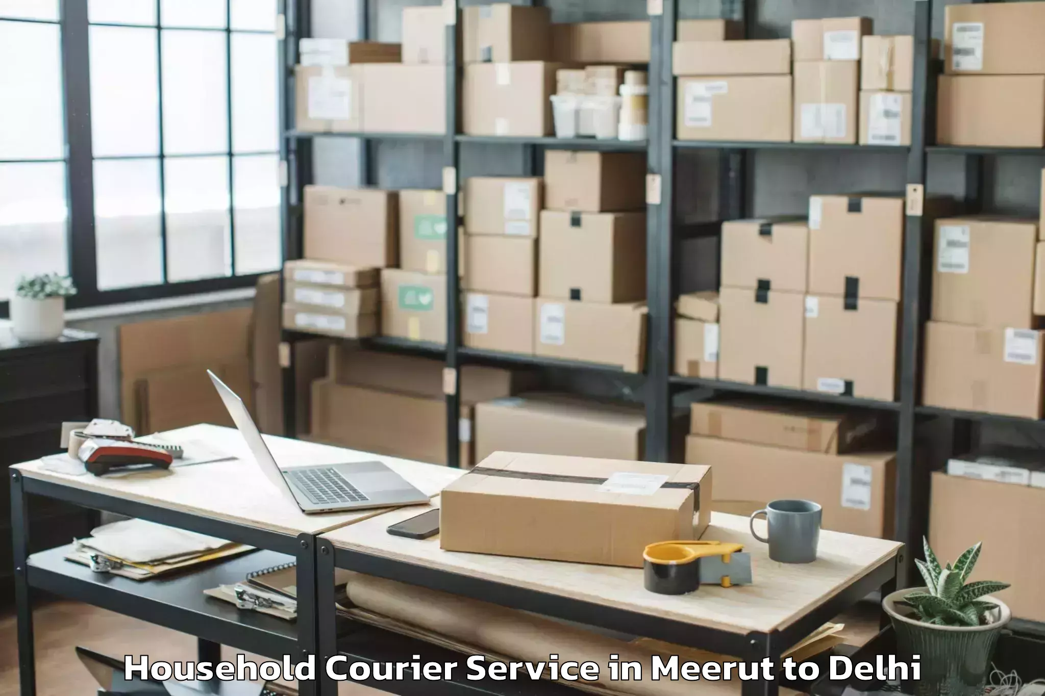 Top Meerut to Sansad Marg Household Courier Available